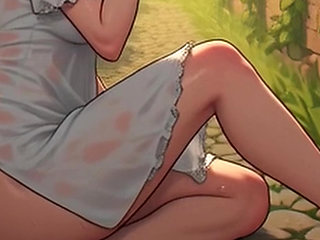 Waifu Garden Lady POV Full Vid - Panties Aside Penetration & Bench Close-up Fucking