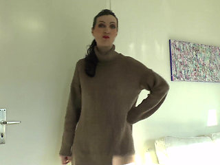 Cum on My Sweater! Lady Victoria Valente in a Thick Turtleneck Sweater