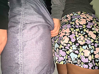 Risky! Big-assed Woman Touching a Stranger's Cock.