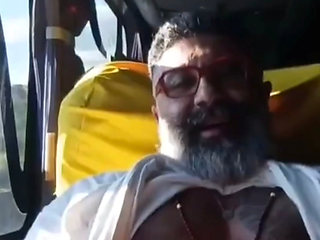 Handsome Turkish man wiggles his huge cock while traveling on the bus