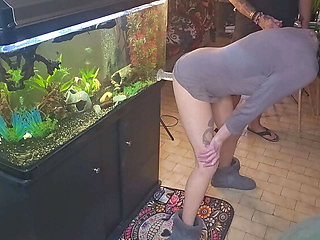 Homemade Amateur Cuckold: Two Friends Cum on Wife's Glass Dildo While Fucking