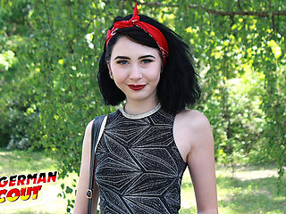 German Scout - Small Goth Teen Joena Talk to Casting Fuck