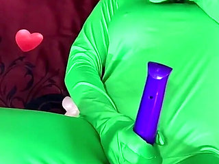 Full Zentai Encasement Toy Play. BBC Dildo Tease, Pussy Slaps and Smoking Through Nylon