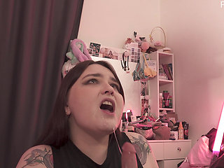 beautiful BBW will squeeze all the juices out of your dick! (solo, dildo, cum)