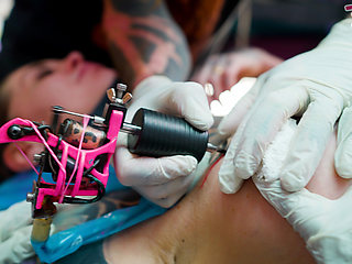 Tattooed Couple Fuck with Big Cocks Merry Gets Inked Foursome