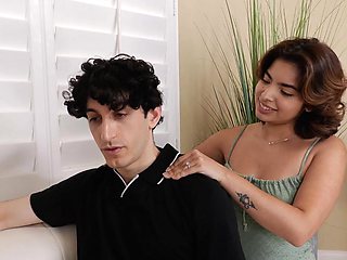 Nick strokes Hazel's tight Latina pussy in a steamy threesome