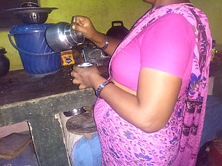 Indian Hot housewife romance hasband in Kitchen