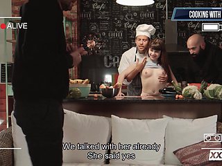 Luna Rival Tempts While Boyfriend Watches in Kitchen