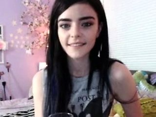 Cute curly brunette solo webcam masturbation