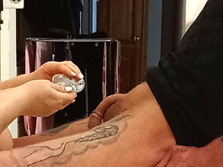 neighbor does an oil dick hand job