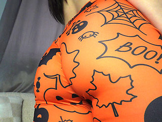 Indian big ass wife halloween  leggings doing camel toe pussy then masturbating and playing with her big tits