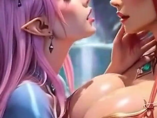 2. Movie, the Queen Ask 2 Girls for Kiss and Bouncing Breast, Ai Animation