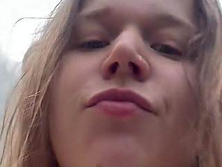 Crazy Girl Playing Naked in the Rain