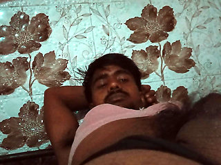 Massage of a big penis with black hair