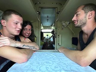 Cuckold lost his wife to a friend in cards on the train, looks sad as he fucks her pussy - 3.6