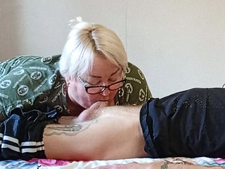 Neighbor swallows every last drop of cum