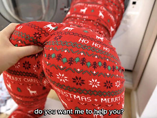 Step Sister Stuck in Washing Machine - Christmas Gift Fuck with Big Ass Doggy Style & Rough Sex