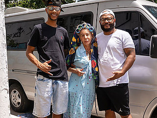 Tattooed 81 Year Old Granny DP in Driving Van