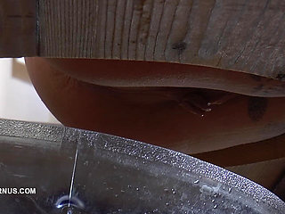 Mistress Cleo Squirts Toilet Water Into the Mouth of the Slave Lying in the Toilet Box