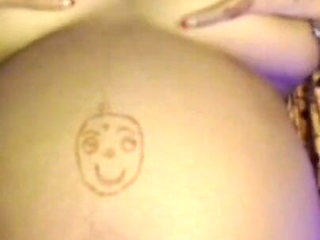 Pregnant Lady Play with Boobs and Big Belly.