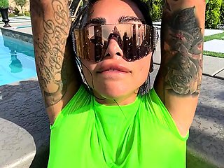 Cute amateur brunette naughty in solo jerking show on camera