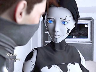 Blowjob from a wild busty brunette AI sex robot girl in Projekt Passion