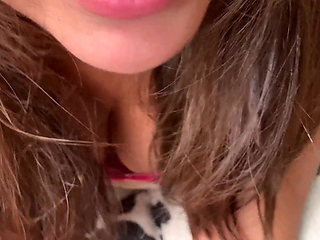 My Stepsister Is in Her Room Showing Her Ass and Catches Me Masturbating. Look at Her Reaction!