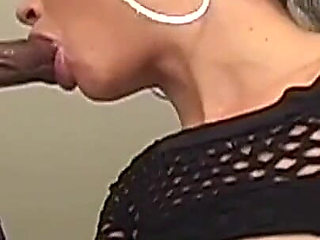 Young White Girl in Black Stockings and Lingerie Hard Fucked by a Big Black Cock