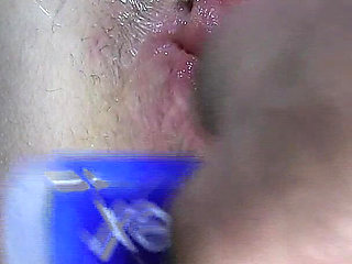 Far Spread Pumped Pussy Worked with Dildos Glasses and Billiard Ball