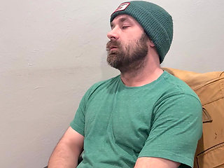 Playing with my big uncut cock