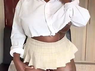 Ebony College Girl with College Uniforms Seducing Her Lecture in an Erotic Dance & Twerk After Class!