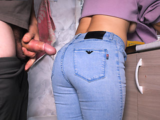 Cumming in my Maid's SEXY Ass with Jeans while she was Washing Dishes in the Kitchen (FREE USE)