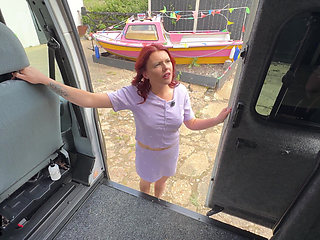 Redhead Takes Big Polish Cock on the Smash Bus