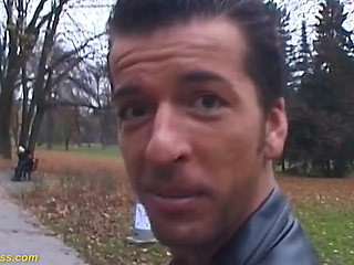 Busty girl picked up for her first DP