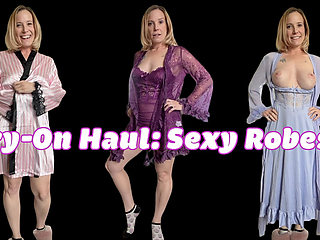 Try-on Haul Sexy Robes! - Jane Cane, Shiny Cock Films
