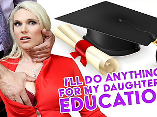 Dirty Blonde MILF Eats the Principal's Ass and Lets Him Ram Her Pussy Hard to Keep Her Stepdaughter at College