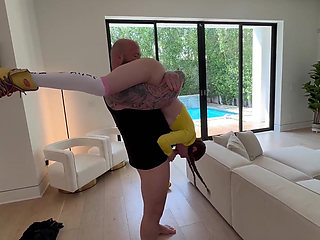 Hairy Bush Teen Railed by Stepdad for Roller Skating in the House