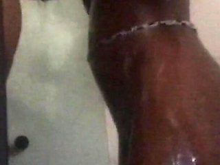 Watch as Ebony Teen Goddess Takes Shower After Fucked by BBC Soapy Shower