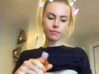 Small titted brunette teen fingering on the bed