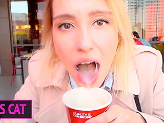 Public Agent - 18 Babe Suck Dick in Toilet Wendis & Drink Coffee with