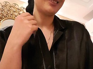 Amateur busty brunette masturbates and does hand job