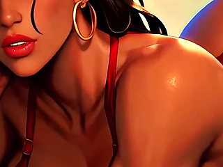 4K 100% Ai Generated 3D Soft Looping Pmv: Dark-skinned Thick Ass Gentle Twerk on Tropical Beach in Sexy Bikinis