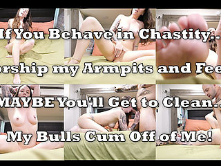 You Stay Locked in Chastity While My Bull Gives You a Mess to Clean