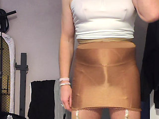See through slip and pantyhose over my stockings