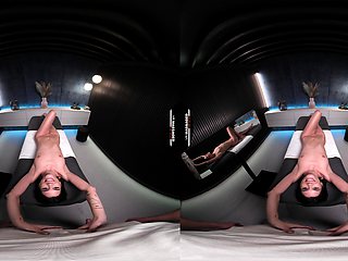 Small titted brunette teen fingering on the bed