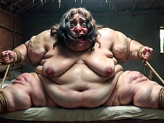 Desperate SSBBW in Rope Bondage - Dripping Fat Wide Pussy