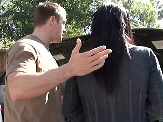 Stepmom Sasha Hollander rides stepson's cock hard in doggy style
