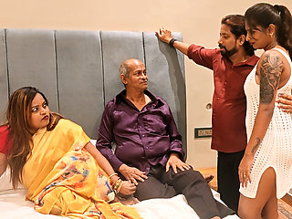 Old Father in law and step son hardcore sex with her step daughter Tejaswini bhabhi thresome and foursome gangbang video