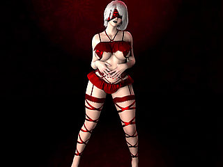 Cosplay 2B dances in lingerie for you on Christmas.