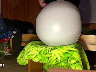 Bigbootylucy Riding and Crushing 10 Beachballs by Her Big Round Butt Slowmo